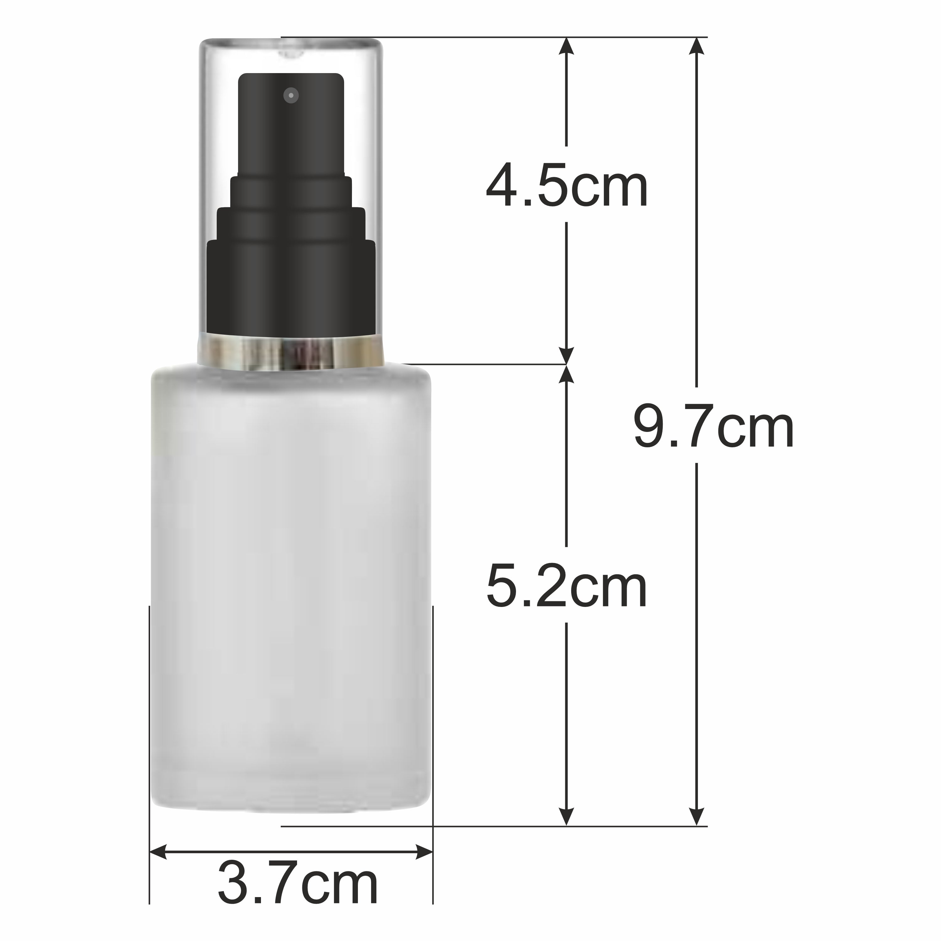 Beautiful Frosted Glass Bottle With Black AS Mist Spray [ZMG60] 25ML, 30ML, 50ML & 100ml