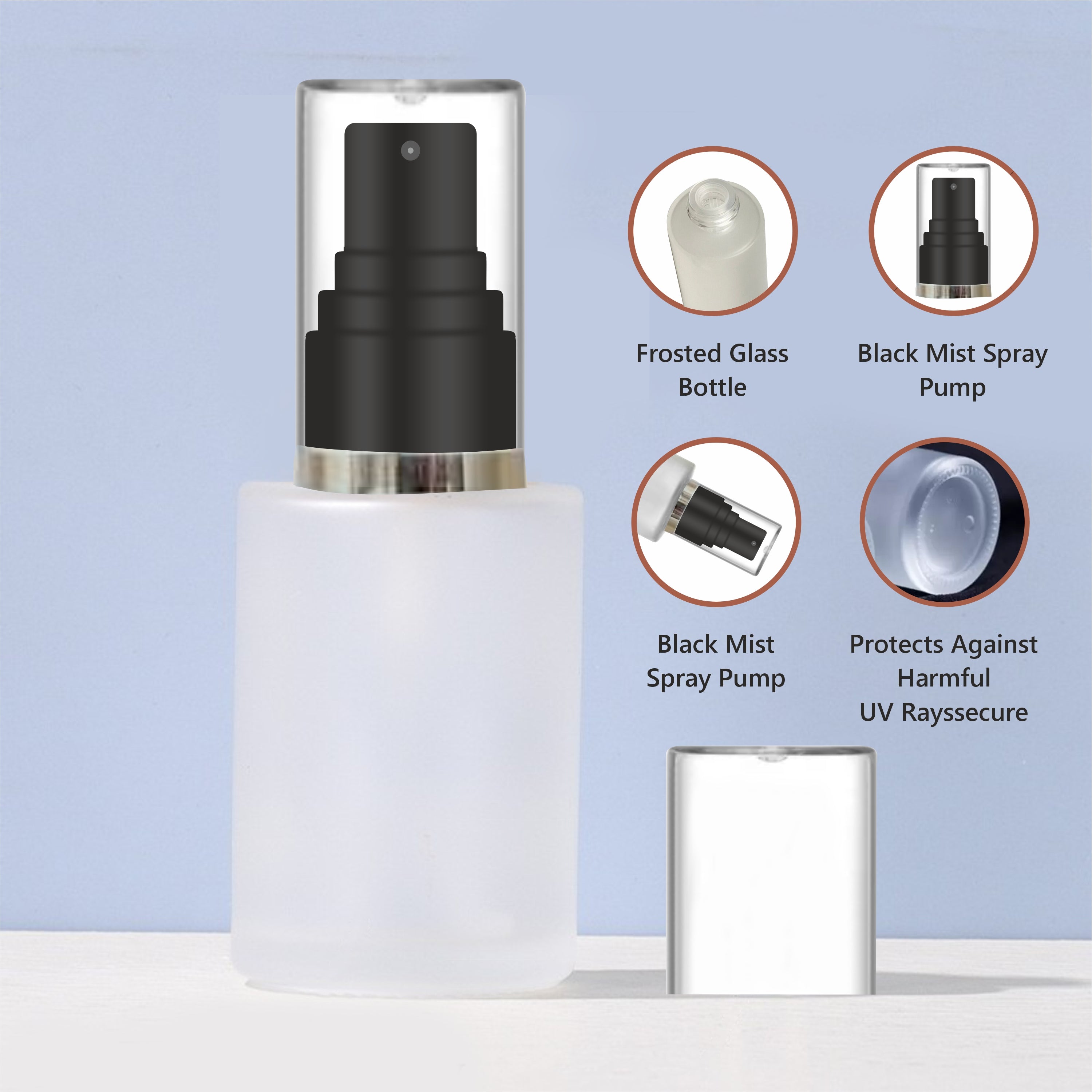 ZMG62 | FLAT SHOULDER TRANSPARENT CLEARGLASS BOTTLE | 30ml, 50ml & 100ml