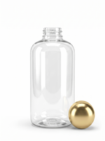 Load image into Gallery viewer, [ZMT133] Transparent Boston Clear Round Bottle With Golden Dome Cap  100 ml , 200 ml &amp; 300 ml

