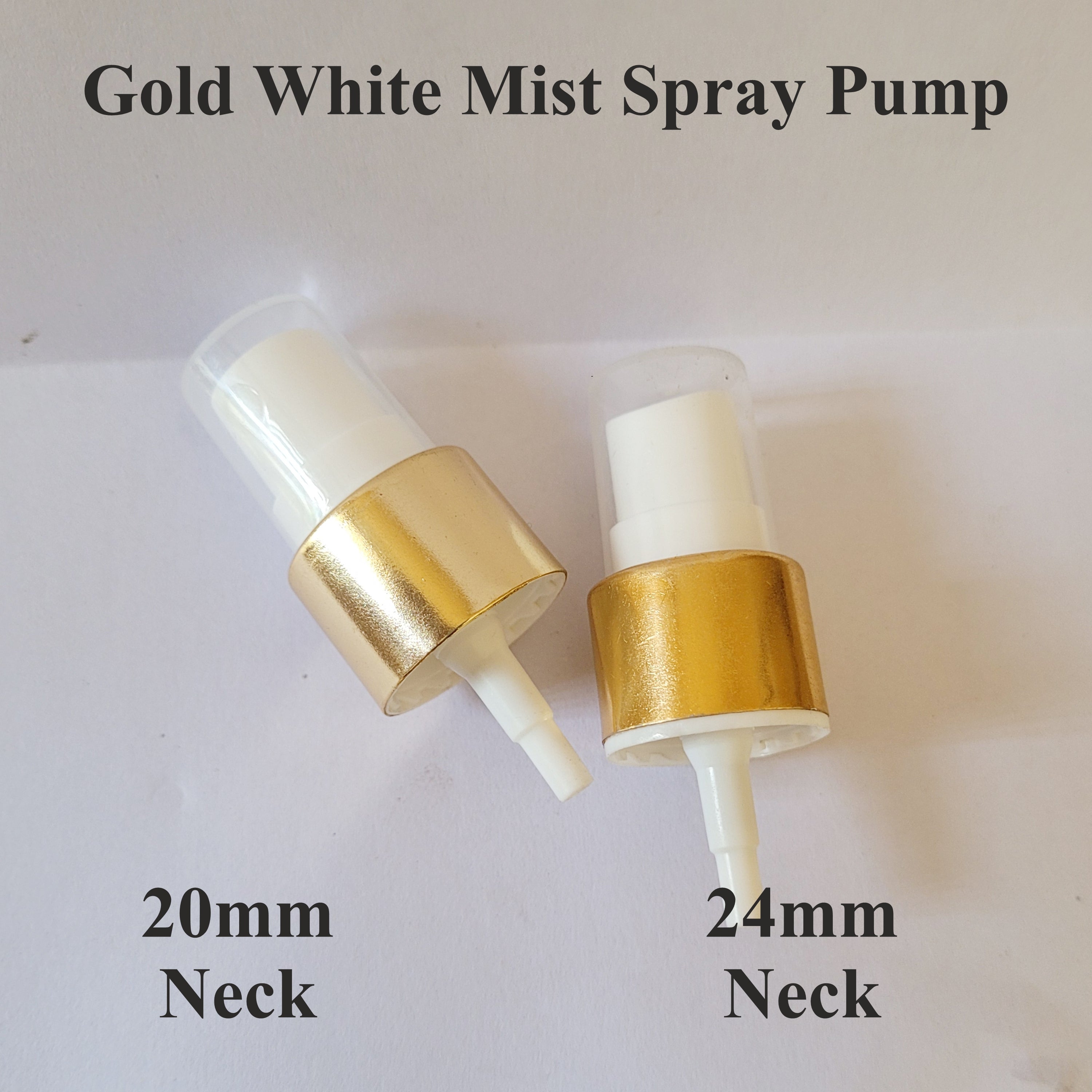[ZMPC12] Gold Plated White color Mist Spray Pump with Transparent cap- 20mm & 24mm Neck
