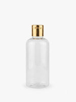 Load image into Gallery viewer, [ZMT136] Transparent Booston Clear Round Bottle With Gold Metalized Flip Top Cap  100 ml , 200 ml &amp; 300 ml
