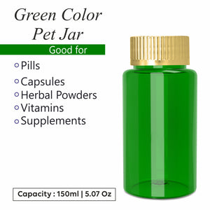 Green Color Pet Jar with Gold Plated Screw Lid ||150ml ||ZMJ49||