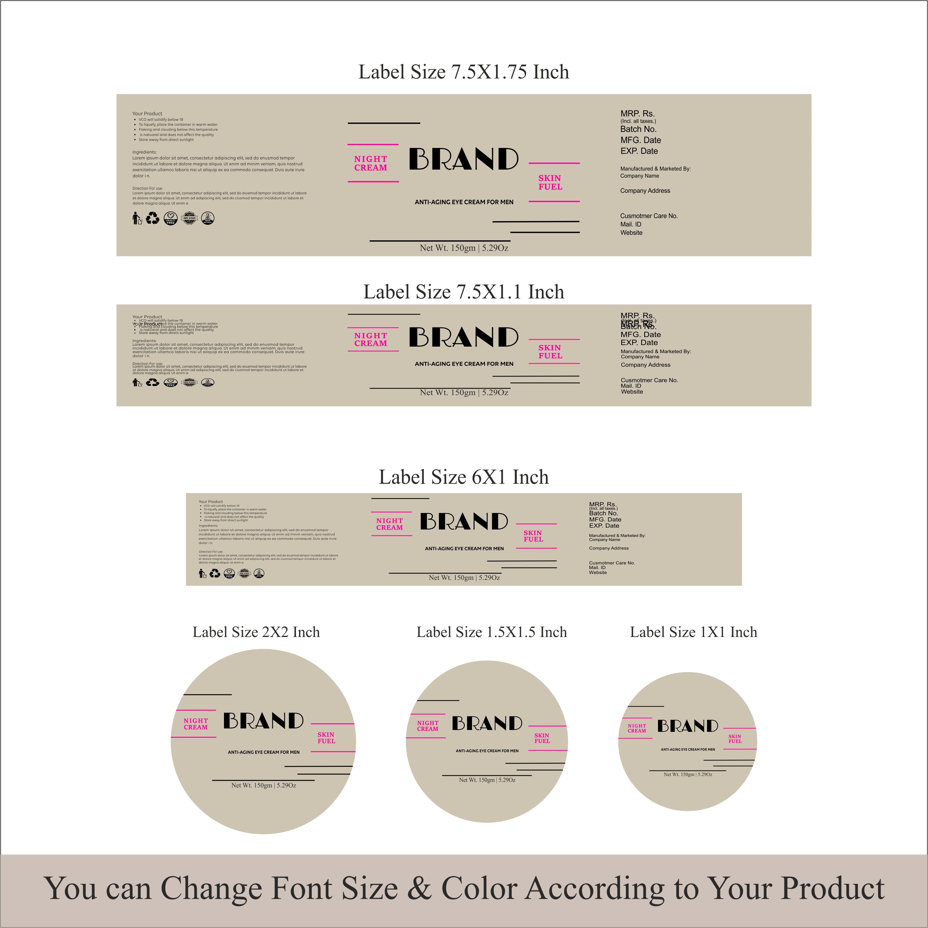 Editable Cosmetic Jar Label Template,Cosmetics Label, Printable, Circu ...