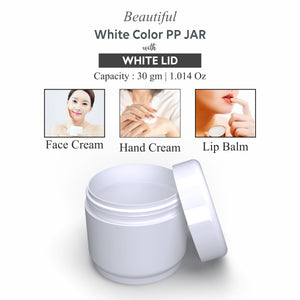 BEAUTIFUL WHITE COLOR PET JAR WITH WHITE  LID 25-30gm [ZMJ33]