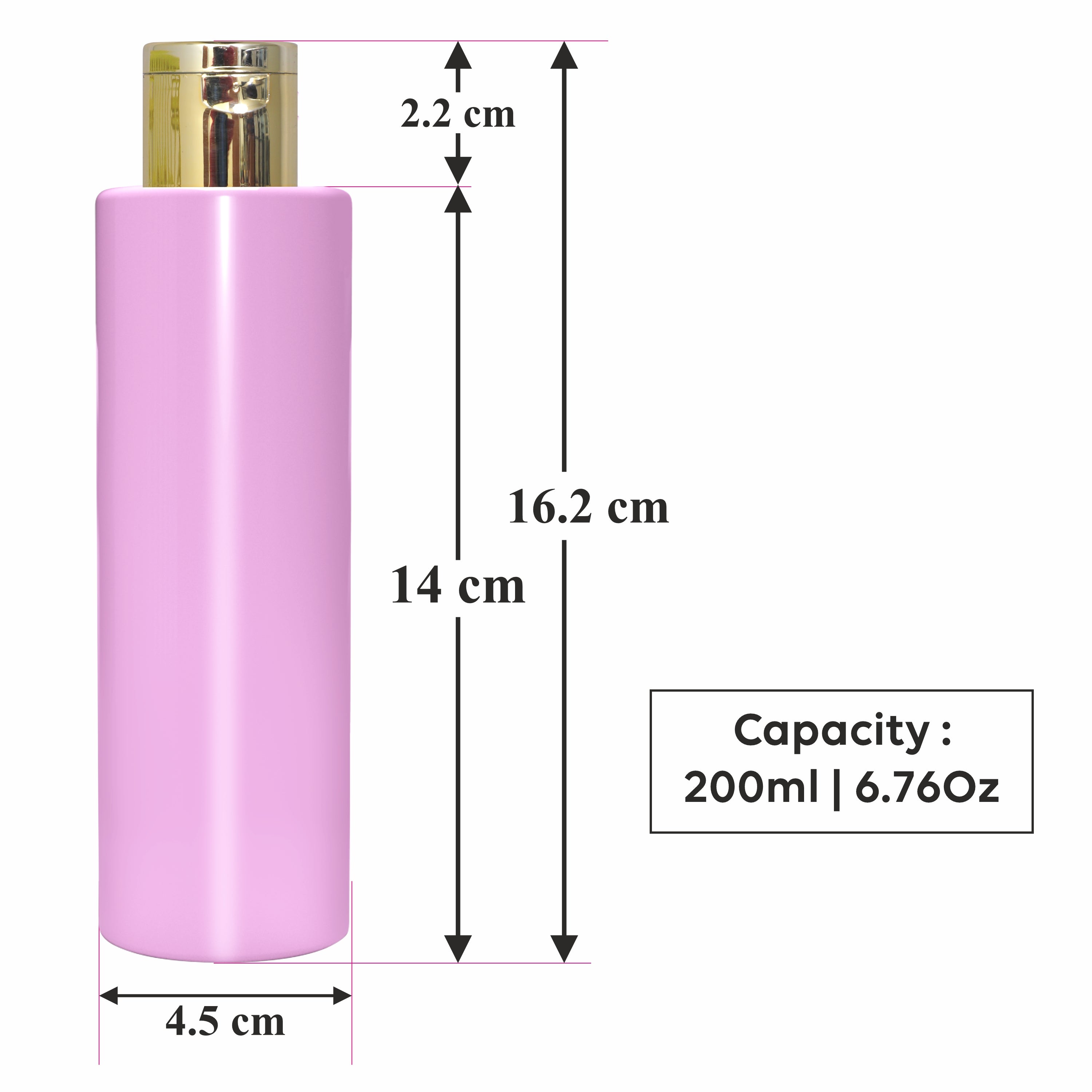 |ZMP01| LIGHT PINK ROUND SHAPE FLAT SHOULDER PET BOTTLE WITH GOLD PLATED FLIPTOP CAP Available Size: 100ml & 200ml