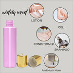 Load image into Gallery viewer, |ZMP03| LIGHT PINK ROUND SHAPE FLAT SHOULDER PET BOTTLE WITH GOLD PLATED FLIPTOP DISKTOP CAP Available Size: 200ml
