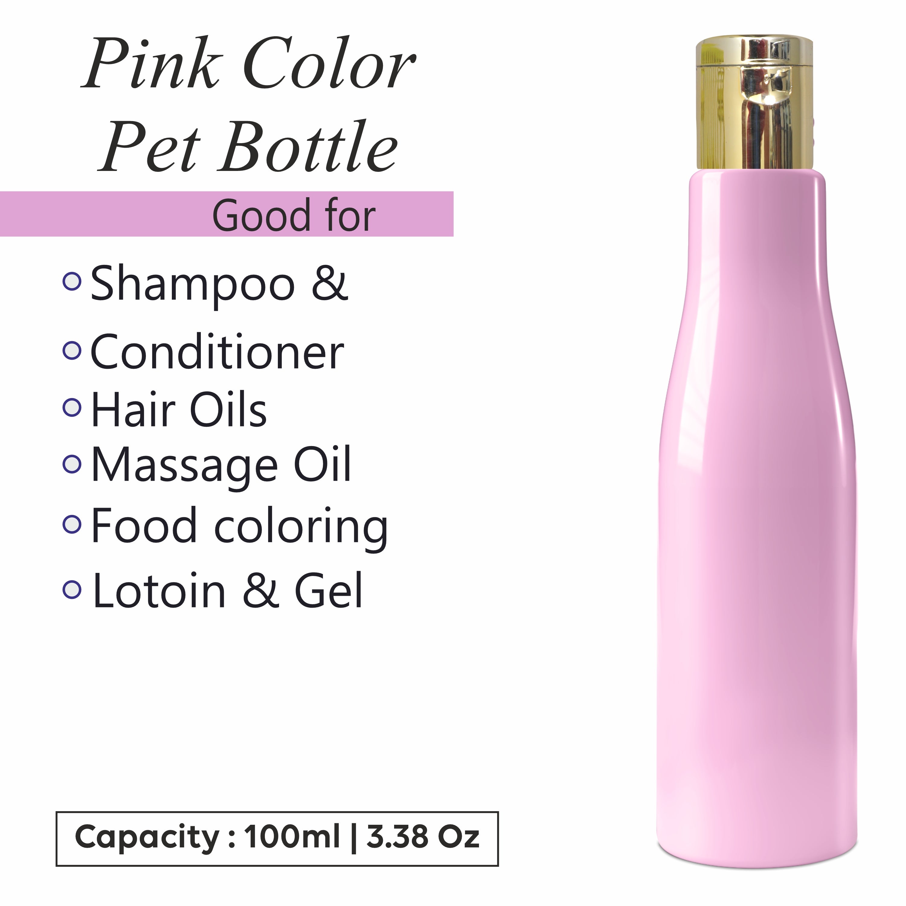 |ZMP07| LIGHT PINK ASTA PET BOTTLE WITH GHOLD PLATED FLIPTOP CAP Available Size: 100ml