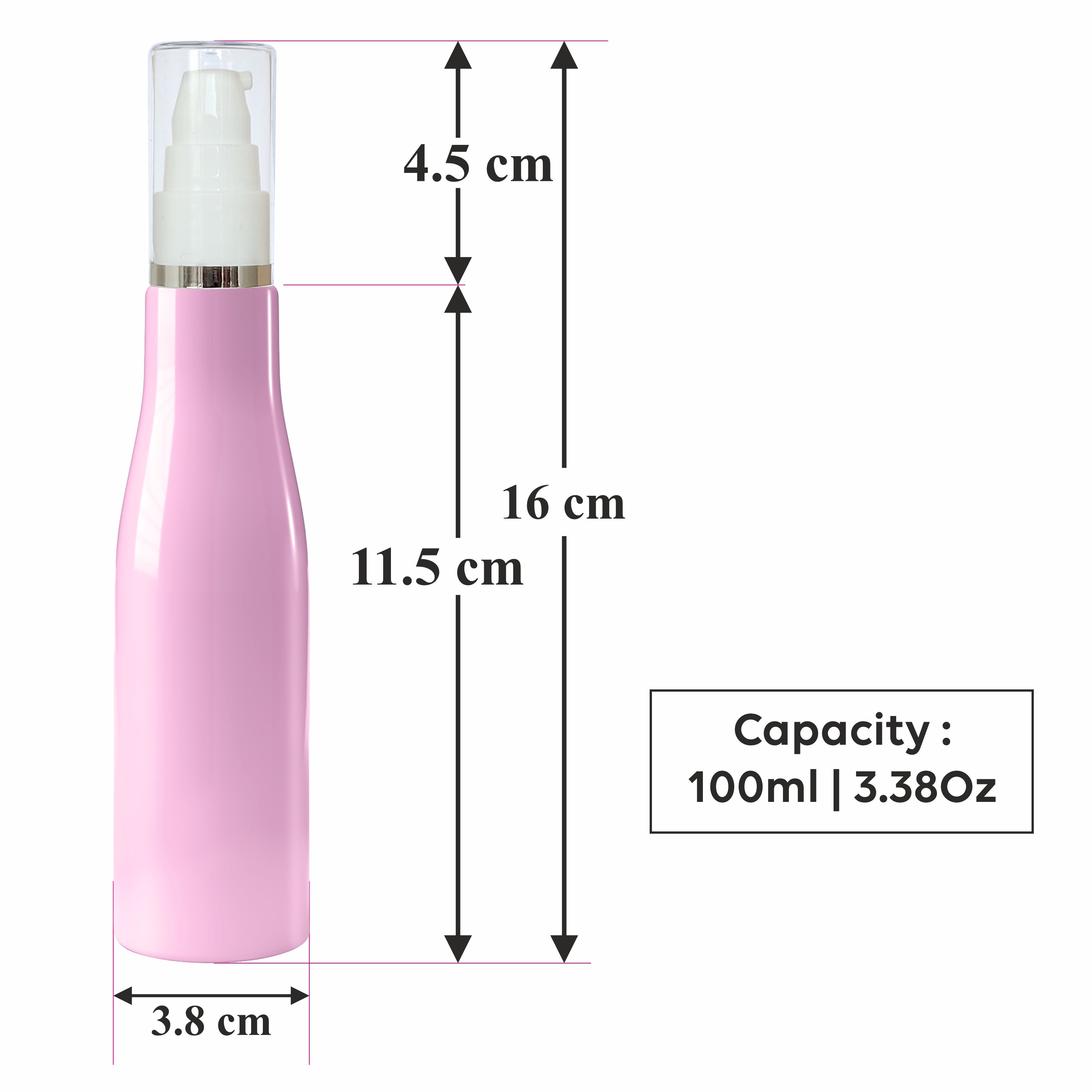 |ZMP09| LIGHT PINK ASTA PET BOTTLE WITH WHITE COLOR AS LOTION PUMP & TRANSPARENT CAP WITH SILVER STREAK Available Size: 100ml