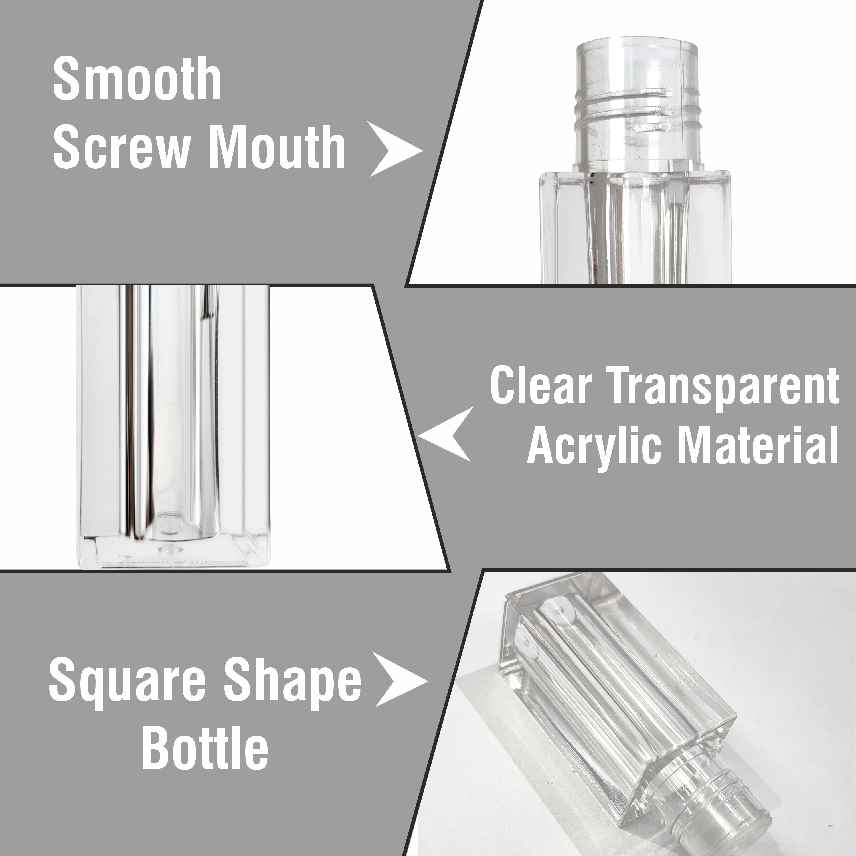Lip Gloss/ Lip Stick Tube Square Shaped Bottle with Silver Plated Square Cap- 5ml [ZMG80]