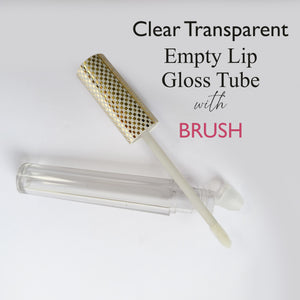 Lip Gloss/ Lip Stick Tube White Color Cap with Gold Plated Square Dots- 5ml [ZMG81]
