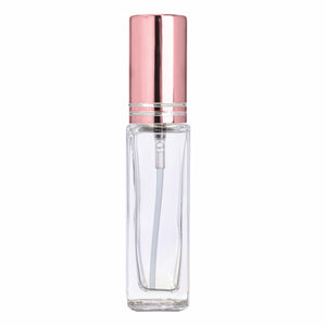 [ZMG101] Transparent Square Clear Glass Perfume Bottle With Rose Gold Mist Spray Pump & Cap - 8ml