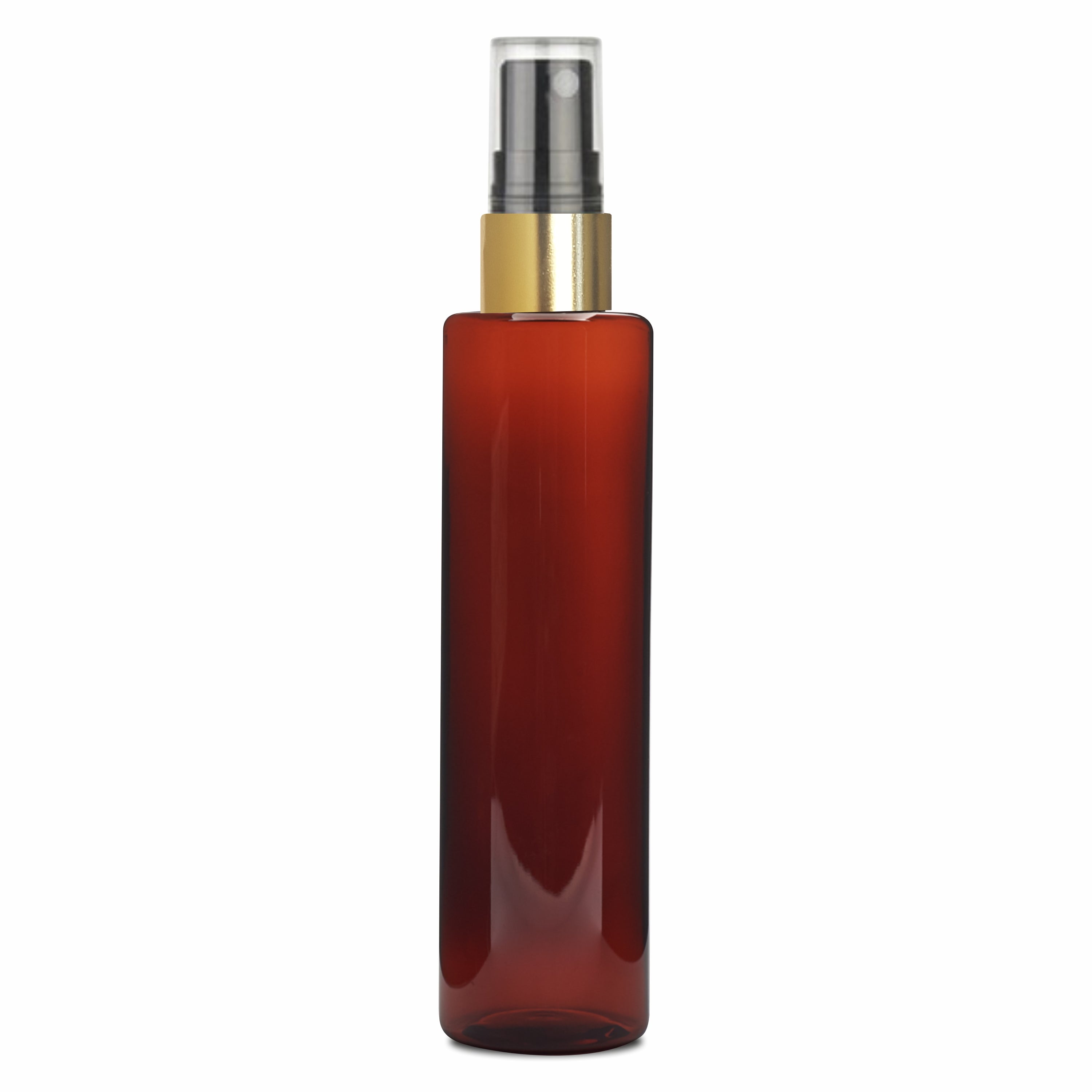[ZMA34] Amber Color Round Premium Empty Bottle with Golden Black Mist Spray Pump 50ml, 100ML & 200ML