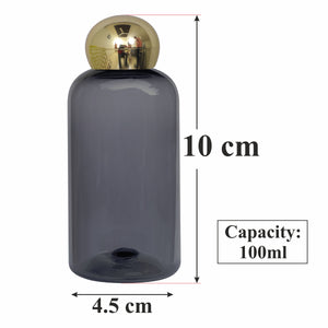 Transparent Black Color Pet Bottle With Gold Plated Dome Cap 100ml [ZMT110]