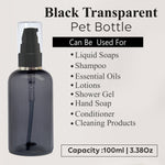 Load image into Gallery viewer, Transparent Black Color Pet Bottle With AS Black Lotion Pump 100ml [ZMT109]
