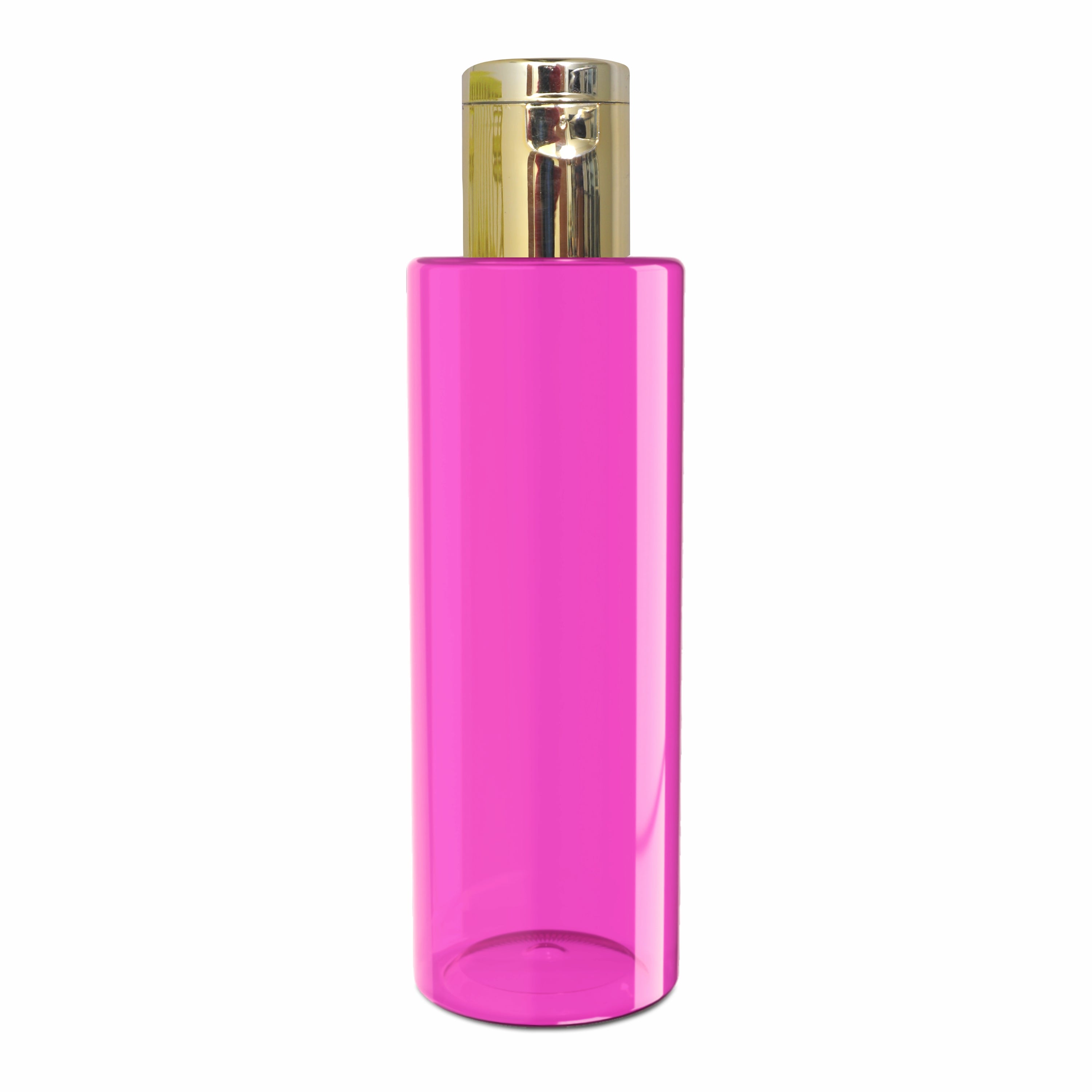 [ZMT115] Transparent Pink Color Pet Bottle With Gold Plated Fliptop Cap 100ml