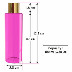 [ZMT114] Transparent Pink Color Pet Bottle With Gold Plated Simple Screw Cap 100ml