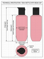 Load image into Gallery viewer, [ZMWH32] Pink Cupbase Bottle With Black Beak Cap - 50ml , 100ml &amp; 250ml
