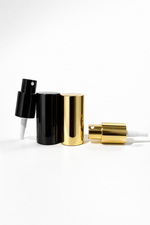 Load image into Gallery viewer, [ZMG192] Amber Round Glass Bottle With Long Gold Mist Spray Pump &amp; Gold Overcap - 30ml
