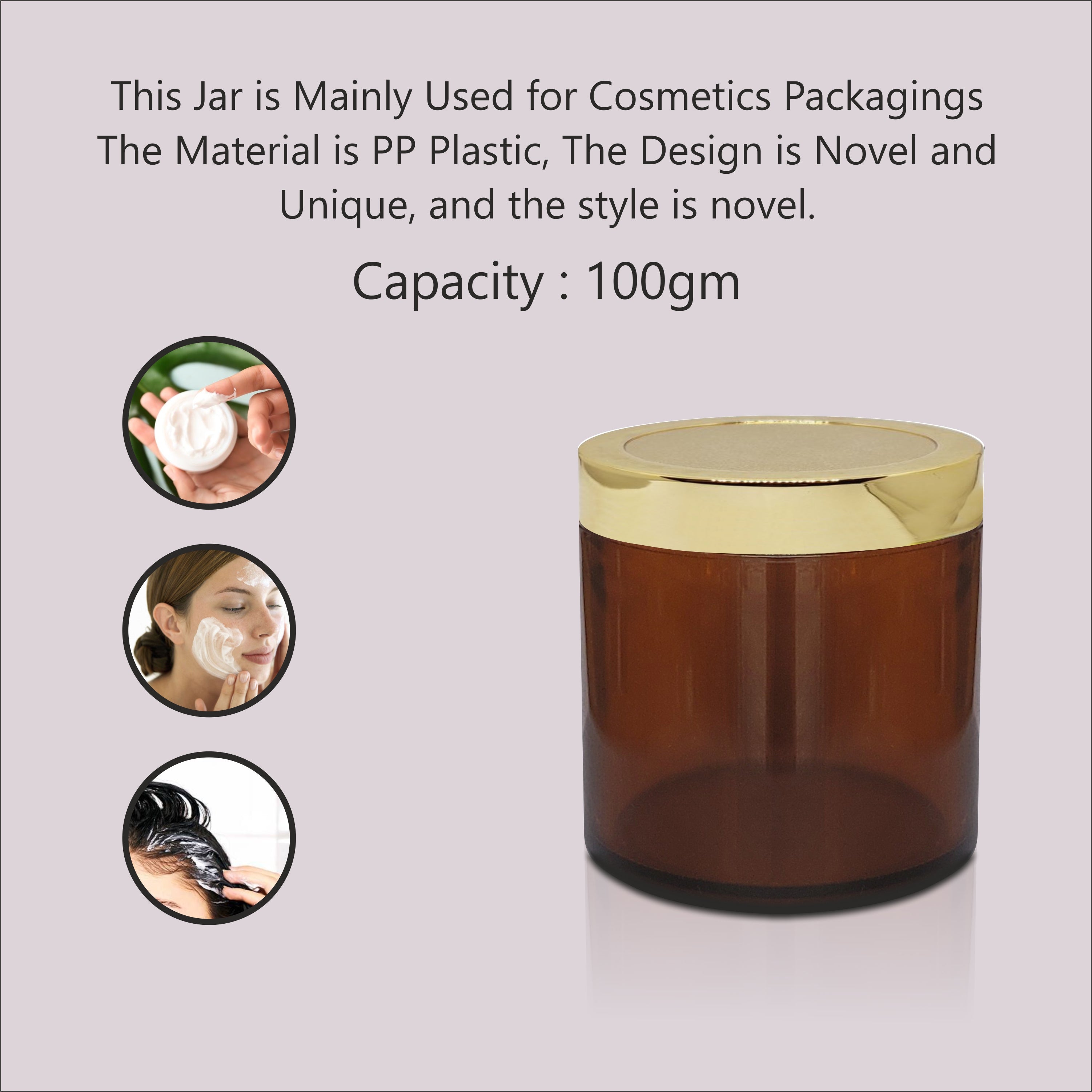 Premium Amber Color Shan Jar With Golden Lid | Capacity - 08gm, 15gm, 25gm, 30gm, 50gm & 100gm[ZMJ21]