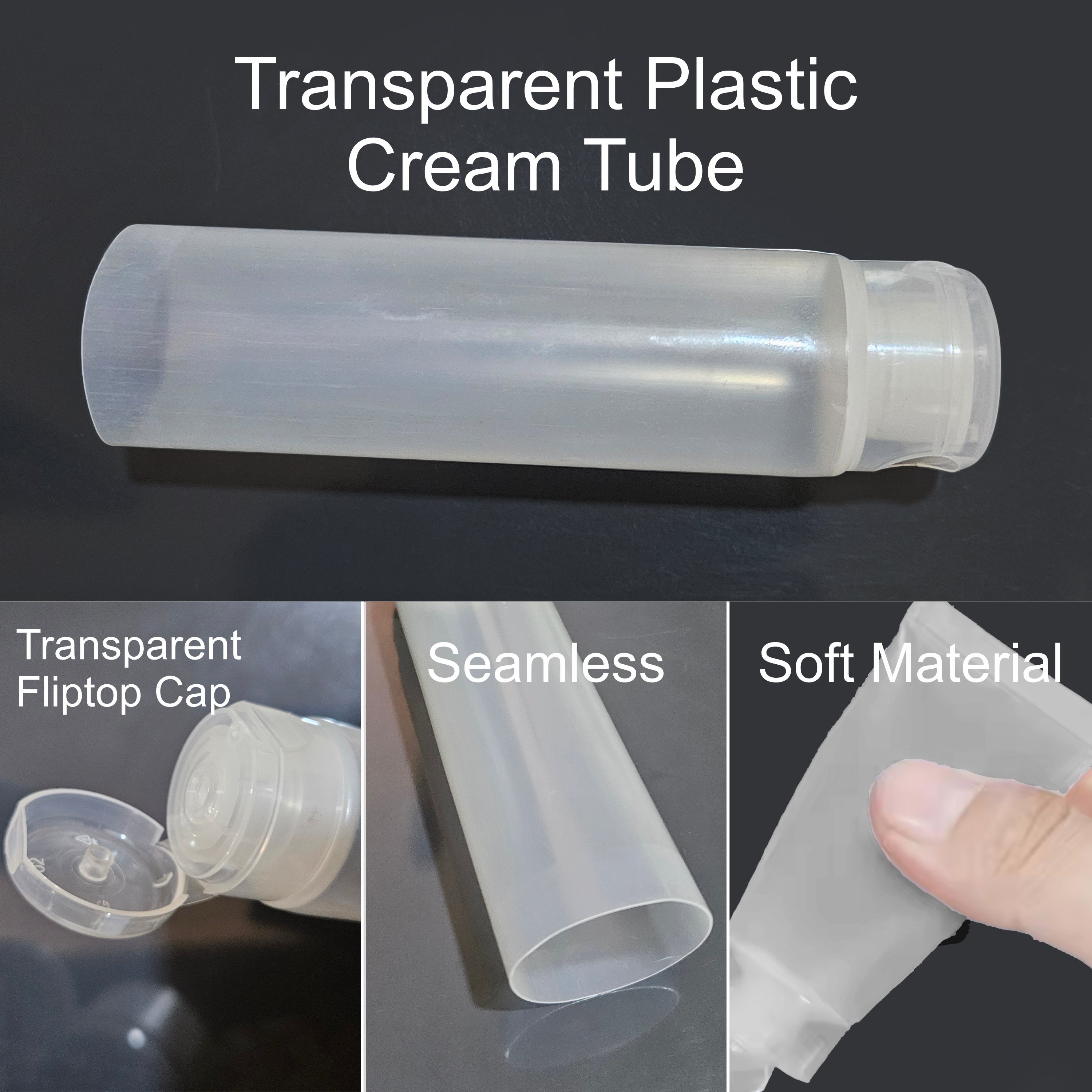 Empty Transparent Plastic Cosmetic Tube with Transparent  Fliptop Cap -100ml || ZMU02