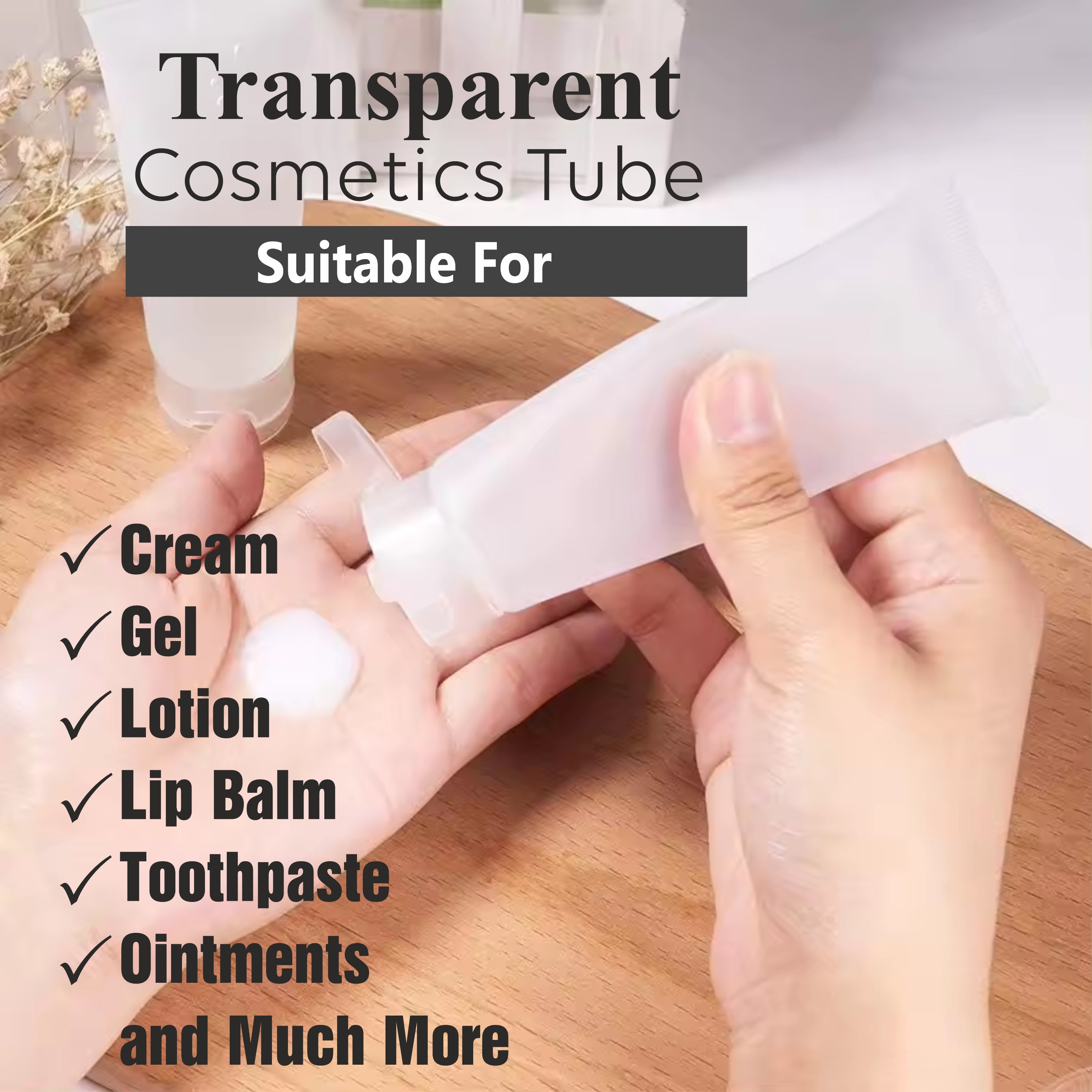 Empty Transparent Plastic Cosmetic Tube with Transparent  Fliptop Cap -100ml || ZMU02