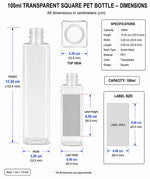 Load image into Gallery viewer, [ZMT120] Square Transparent Clear Bottle With Black Flip-top Cap - 100ml &amp; 200ml
