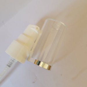[ZMPC11] White Color AS Lotion Pump with Beautiful Silver Streak Transparent Cap- 20mm & 24mm Neck
