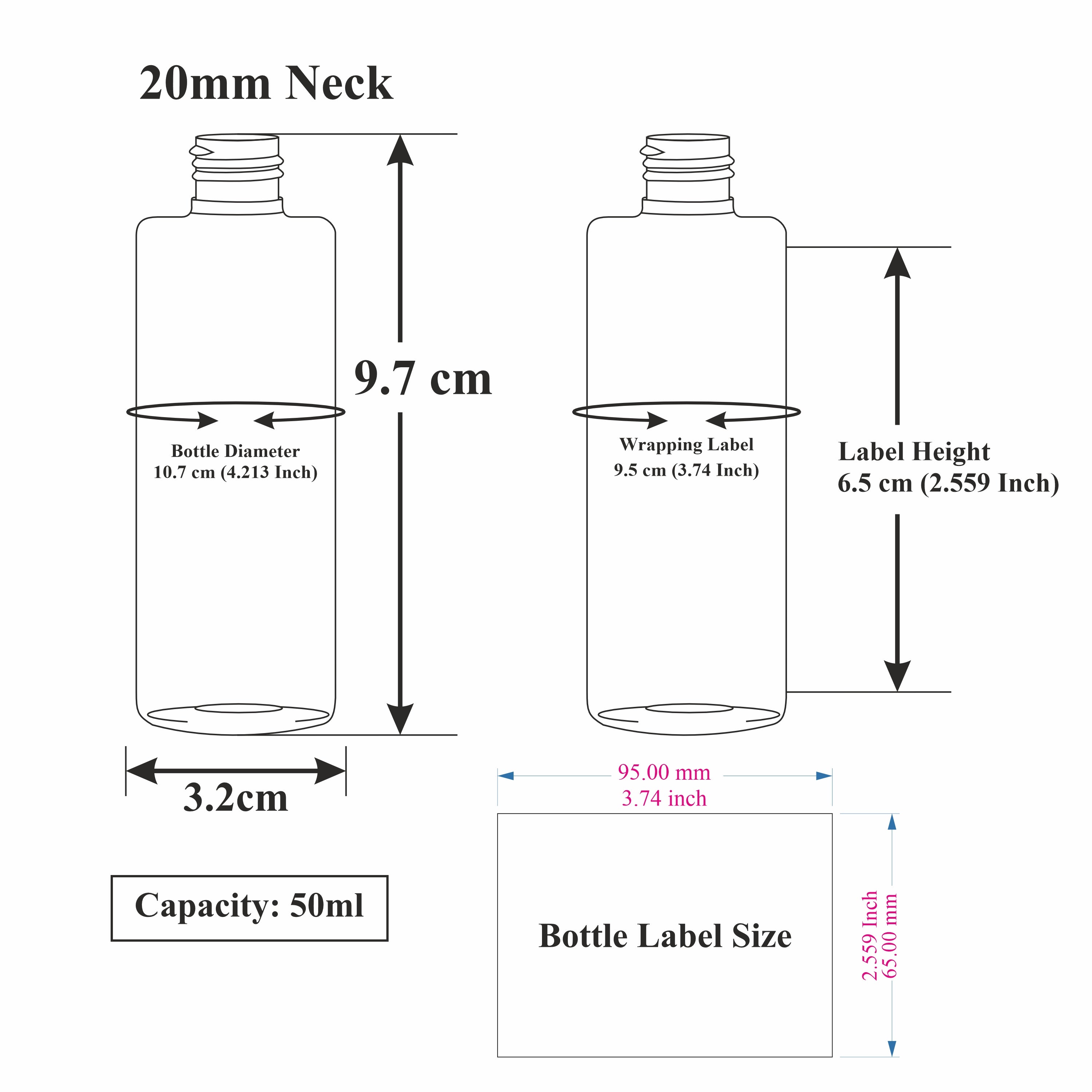 |ZMW64| White Color Flat Shoulder Round Pet Bottle with Black Color Applicator Cap- 30ml, 50ml, 100ml & 200ml