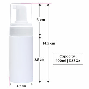 |ZMW79| White Color Flat Shoulder Round Pet Bottle with White Foam Pump - 100ml