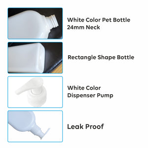|ZMW68| MILKY WHITE RECTANGLE SHAPE BOTTLE WITH WHITE DISPENSER PUMP Available Size: 300ml,
