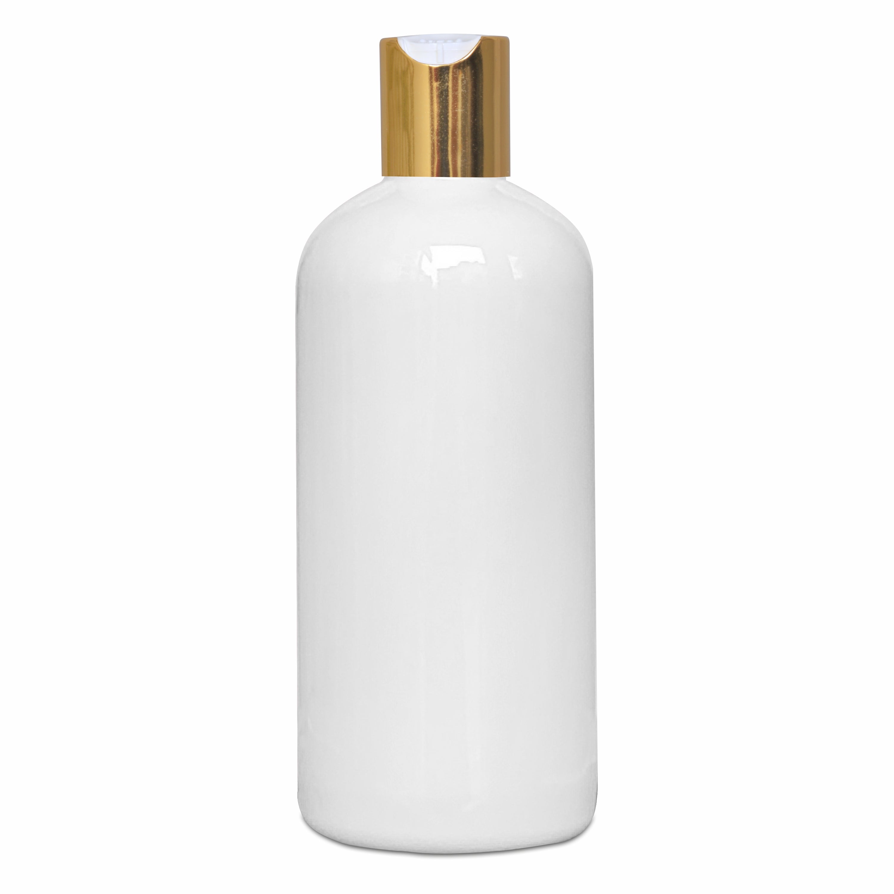 |ZMW73| MILKY WHITE ROUND SHAPE PET BOTTLE WITH GOLD PLATED DISKTOP CAP Available Size: 300ml
