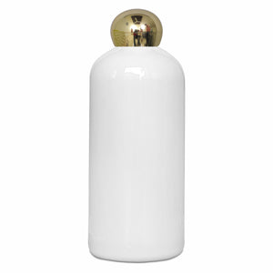 |ZMW76| MILKY WHITE ROUND SHAPE PET BOTTLE WITH GOLD PLATED ROUND DOME CAP Available Size: 300ml