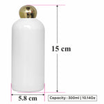 Load image into Gallery viewer, |ZMW76| MILKY WHITE ROUND SHAPE PET BOTTLE WITH GOLD PLATED ROUND DOME CAP Available Size: 300ml
