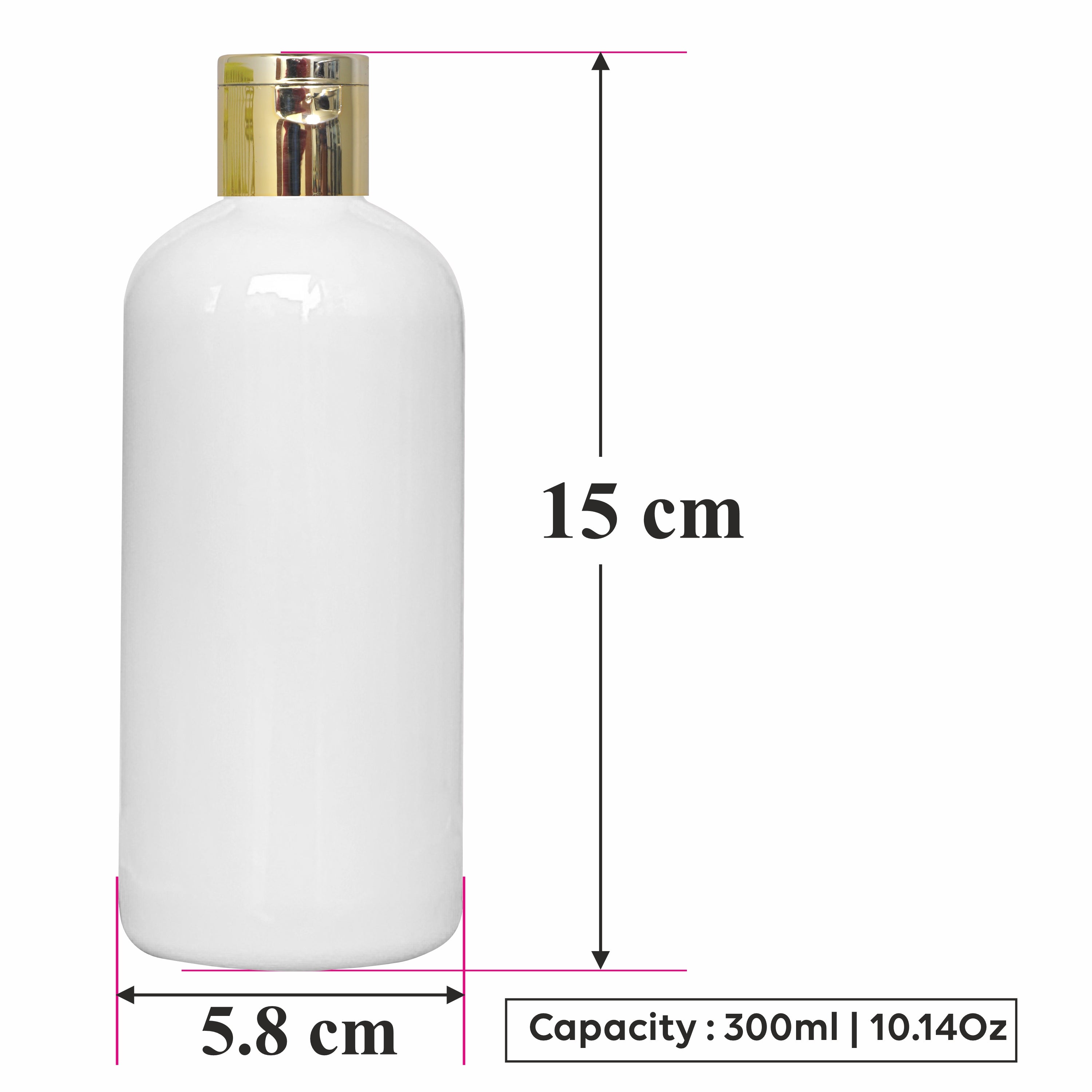 |ZMW75| MILKY WHITE ROUND SHAPE PET BOTTLE WITH GOLD PLATED FLIPTOP CAP Available Size: 300ml