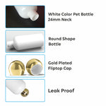 Load image into Gallery viewer, |ZMW76| MILKY WHITE ROUND SHAPE PET BOTTLE WITH GOLD PLATED ROUND DOME CAP Available Size: 300ml

