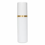 Load image into Gallery viewer, |ZMW71| MILKY WHITE ROUND SHAPE PET BOTTLE WITH WHITE COLOR AIRLESS GOLDEN COLOR STREAK CAP &amp; MIST SPRAY PUMP Available Size: 50ml
