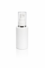Load image into Gallery viewer, [ZMG184] White Glass Bottle With White Lotion Pump &amp; Silver Streak Over Cap - 30ml
