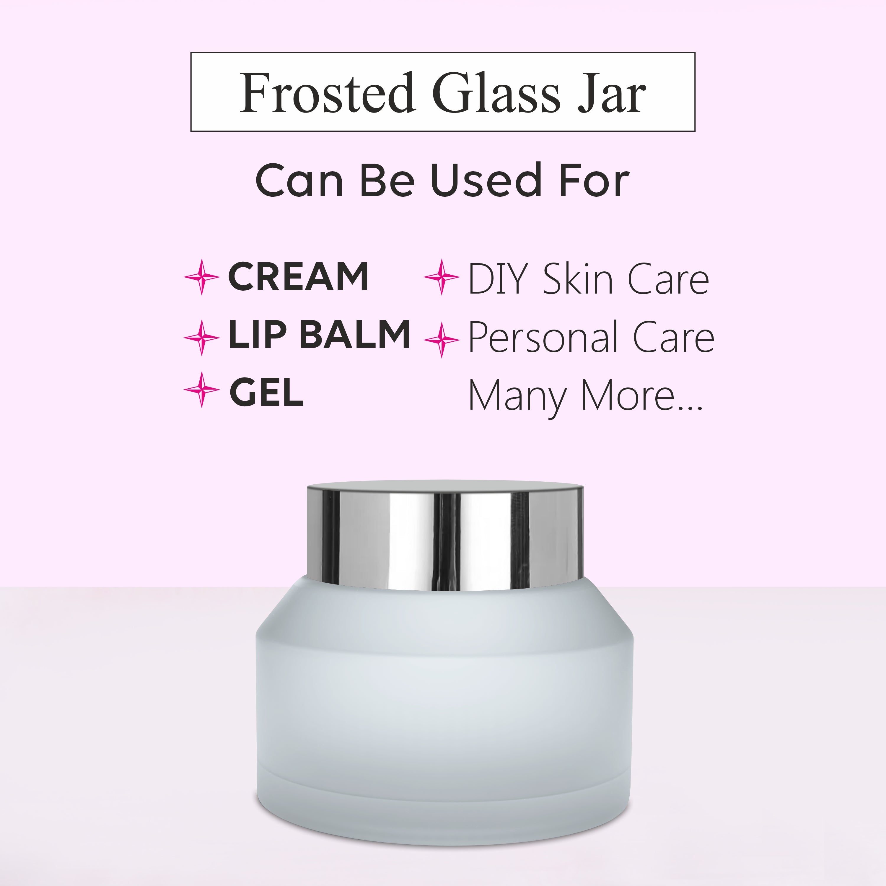 ZMJ36 | BEAUTIFUL FROSTED GLASS JAR WITH SILVER METALIZED CAP | 30GM & 50GM