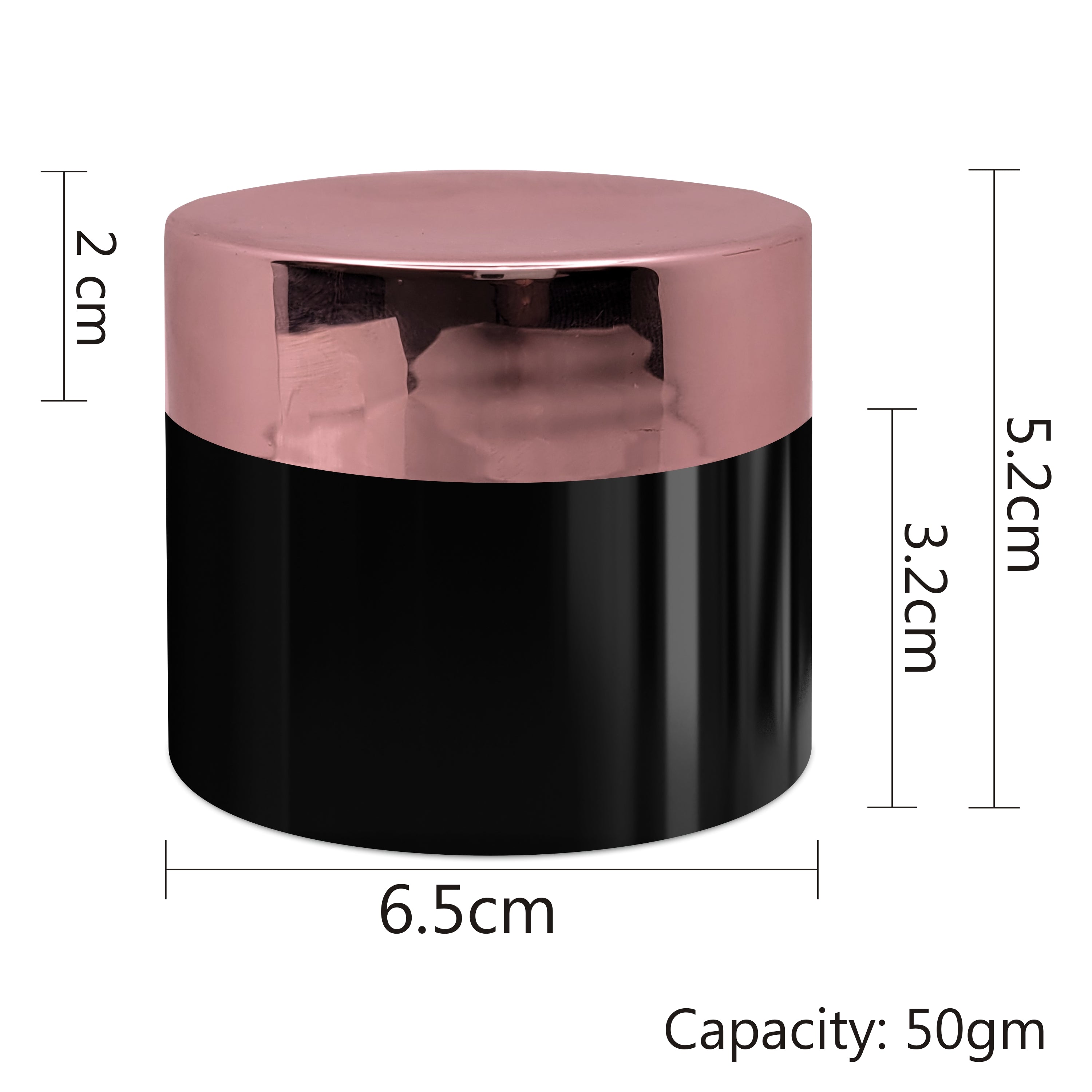 Empty Black color cosmetic jars with Rose gold cap 50gm & 100gm [ZMJ18]