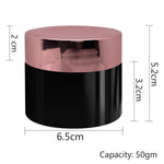 Load image into Gallery viewer, Empty Black color cosmetic jars with Rose gold cap 50gm &amp; 100gm [ZMJ18]
