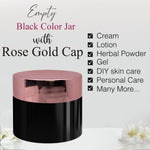 Load image into Gallery viewer, Empty Black color cosmetic jars with Rose gold cap 50gm &amp; 100gm [ZMJ18]
