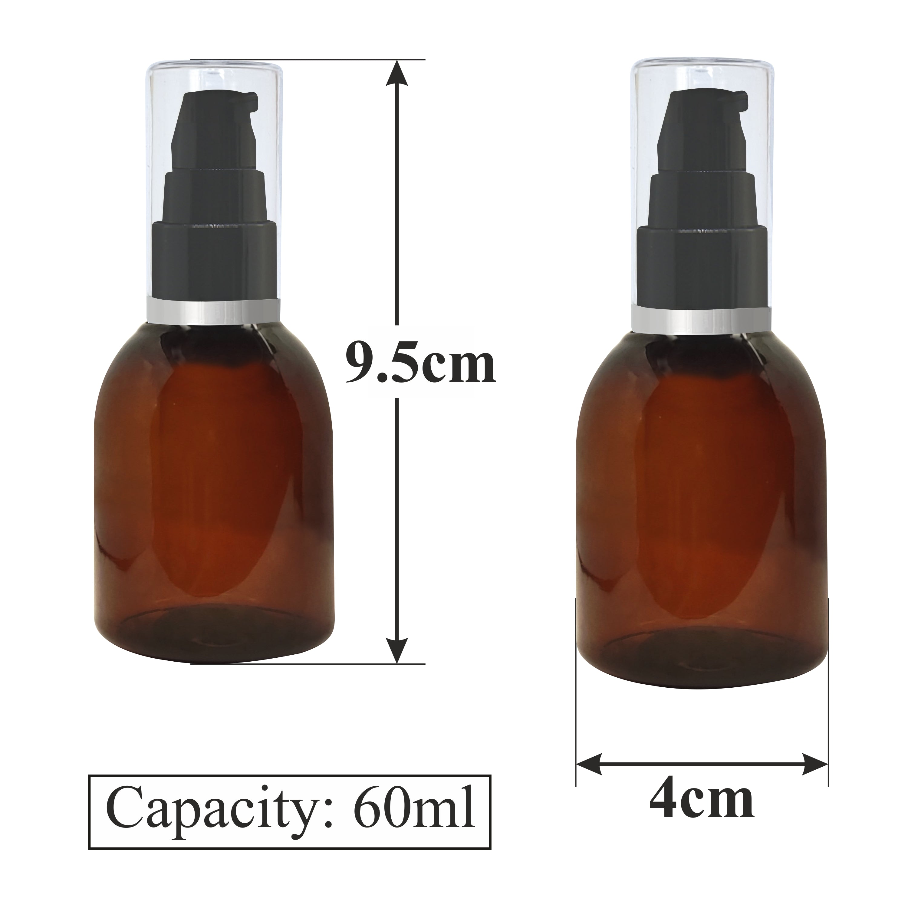 Amber Color Pet Bottle With Black Lotion Pump | 60ml [ZMA23]