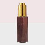 Load image into Gallery viewer, Amber Bottle, Empty Amber Bottle, PUSH BUTTON DROPPER Bottle, Gold Plated PUSH BUTTON DROPPER Cap Bottle, Zenvista Bottle, Zenvista Packaging, Zenvista Packaging Experts, Zenvista Packaging Solution.
