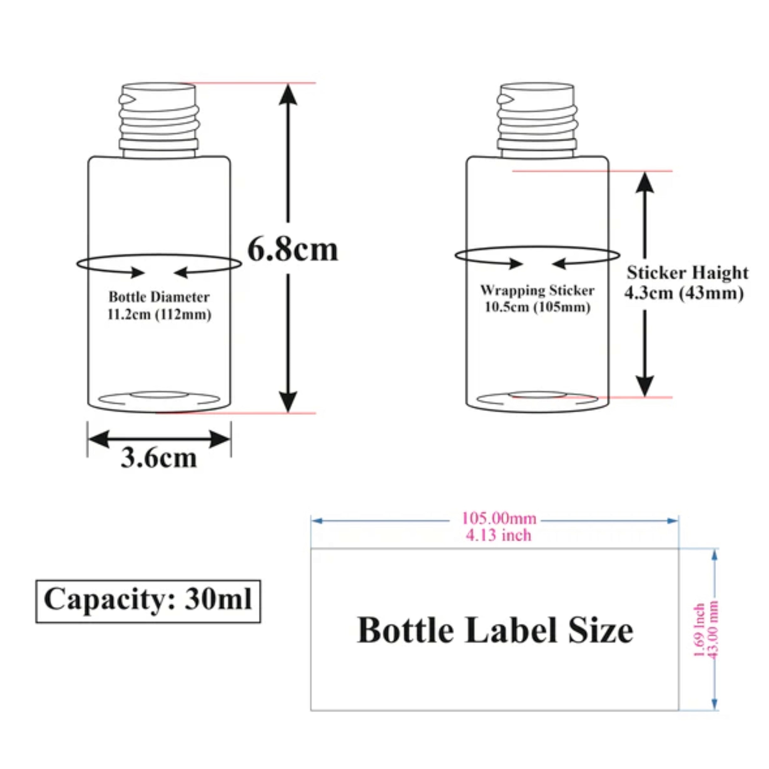 (ZMG111) Frosted Glass Bottle with Black Lotion Pump  30ml, 50ml, 100ml