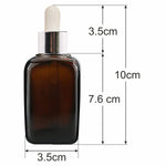 Load image into Gallery viewer, AMBER GLASS BOTTLE WITH SILVER PLATEDD ROPPER, SQUARE SHAPE - 20ml, 25ml, 30ml |ZMG27|
