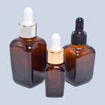 Load image into Gallery viewer, Amber Color Square Shape Glass Bottle  With Gold Plated Dropper-20ml, 25ml, 30ml[ZMG26]
