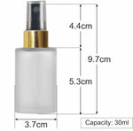 Load image into Gallery viewer, Frosted Glass Bottle With Golden Plated Black Mist Spray Pump 25ml, 30ml, 50ml, 100ml  [ZMG46]

