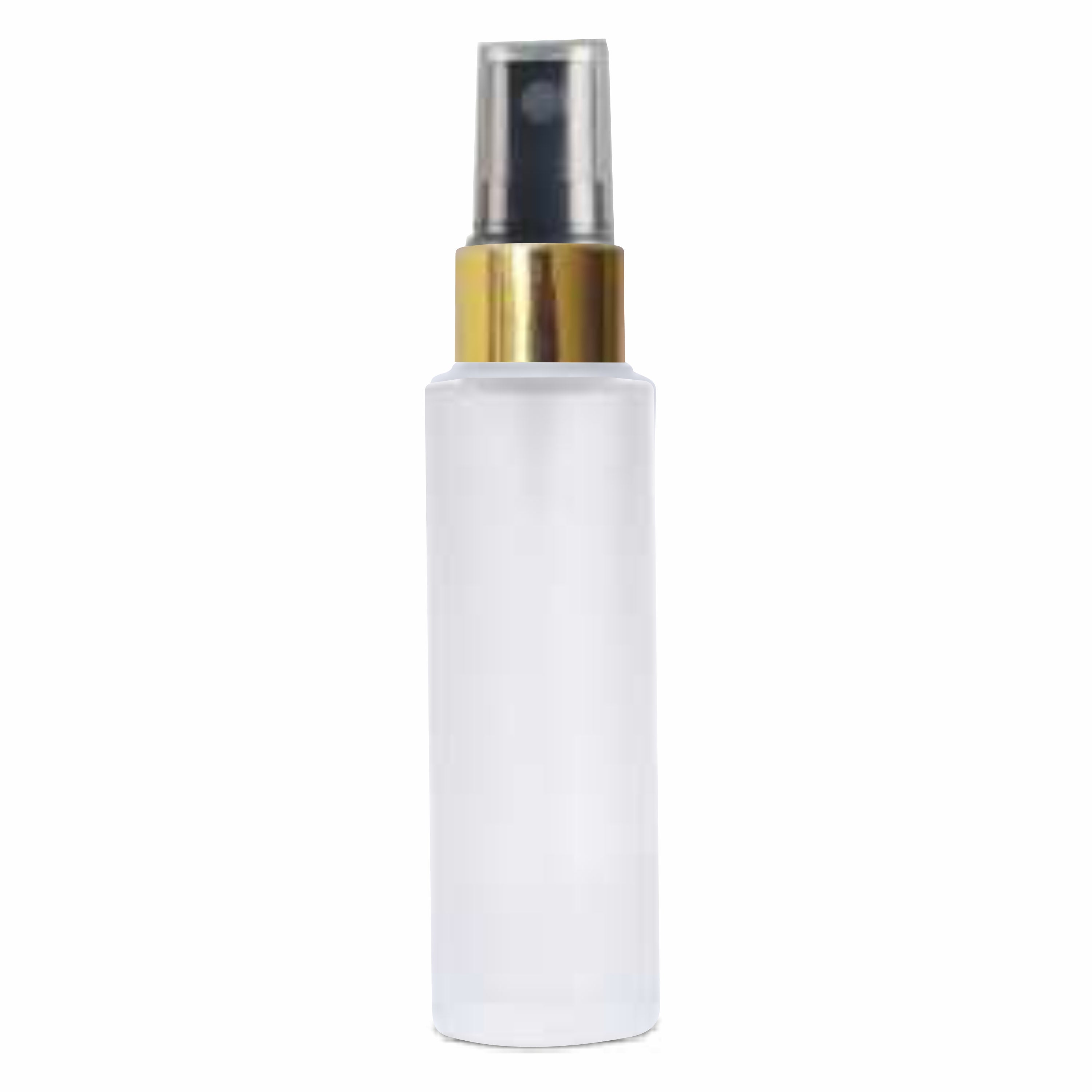 Frosted Glass Bottle With Golden Plated Black Mist Spray Pump 25ml, 30ml, 50ml, 100ml  [ZMG46]