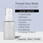 Load image into Gallery viewer, Frosted Glass Bottle With White Lotion Pump 25ml, 30ml, 50ml, 100ml  [ZMG56]
