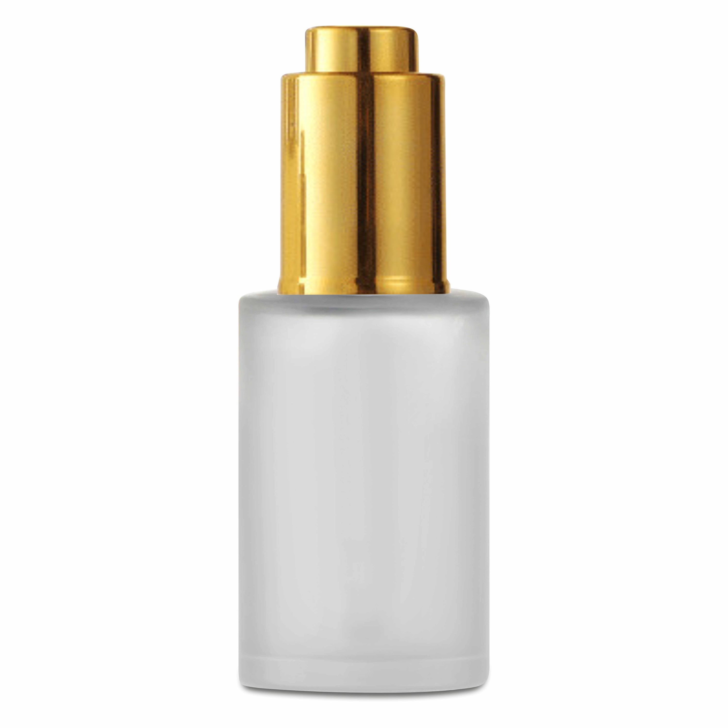 Frosted Glass Bottle With Golden Plated Push Button Dropper [ZMG52] 25ml, 30ml, 50ml, 100ml